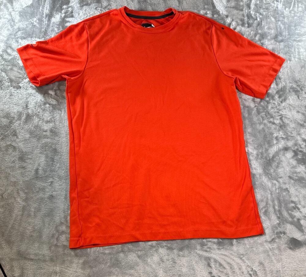 Nike Mens T-Shirt Size L Bright Orange Rayon Blend Short Sleeve Athletic Tee